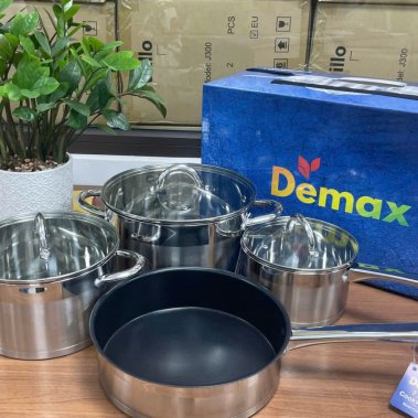Bộ nồi từ 4 món đáy 3 lớp inox 304 Demax Comfort