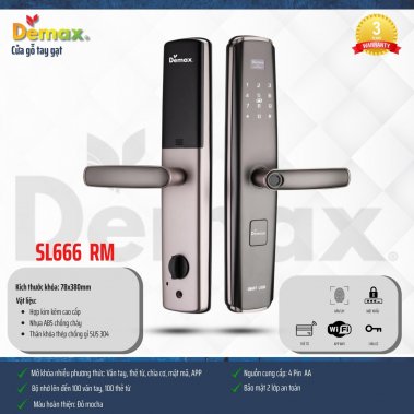 Khóa vân tay thông minh DEMAX EL666 RM APP WIFI