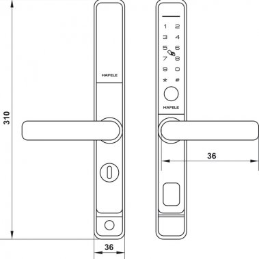 Khóa điện tử cửa nhôm DL6600 Hafele 912.20.145