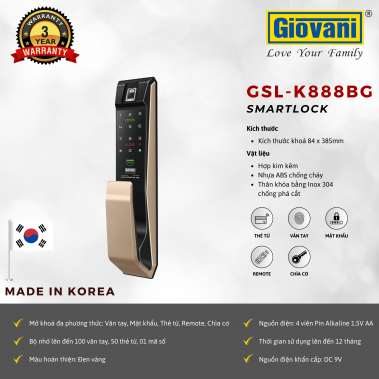 Khóa Thông Minh Tự Động Giovani GSL-K888BG