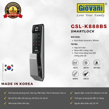 Khóa Thông Minh Tự Động Giovani GSL-K888BS