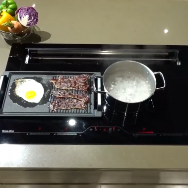 Bếp 4 từ kết hợp máy hút khói khử mùi Malloca HIH-904 SLIM