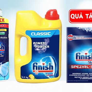 COMBO 1 hộp viên rửa + 01 hộp muối rửa + 01 chai dầu bóng Finish