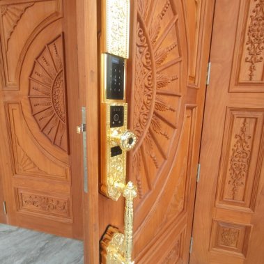 Khóa thông minh đại sảnh - biệt thự Face ID Demax SL938 GOLD - APP WIFI