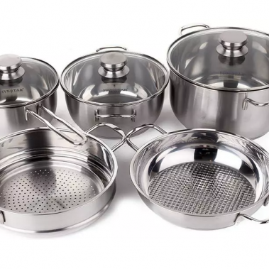 Bộ Nồi Inox Cao Cấp 5 Chiếc Fivestar Nắp Kính