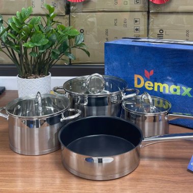 Bộ nồi từ 4 món đáy 3 lớp inox 304 Demax Comfort