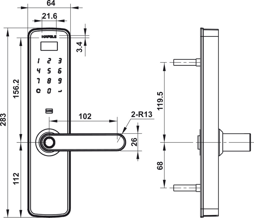 Khóa điện tử DL7100 Hafele 912.05.498