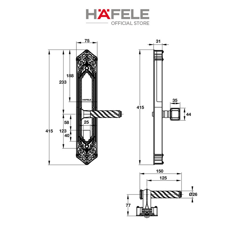 Khóa điện tử tân cổ điển EL10K Hafele 912.05.314