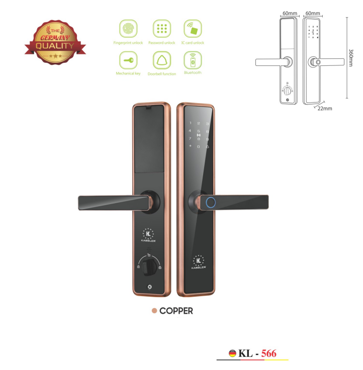 Khóa điện tử Kassler KL- 566 App Copper