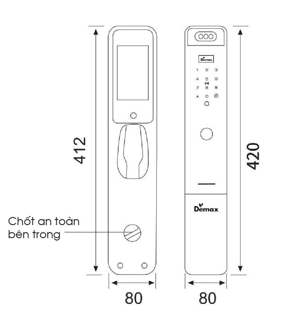 Khóa điện tử thông minh Demax EL910 MB – Công nghệ nhận diện khuôn mặt 3D
