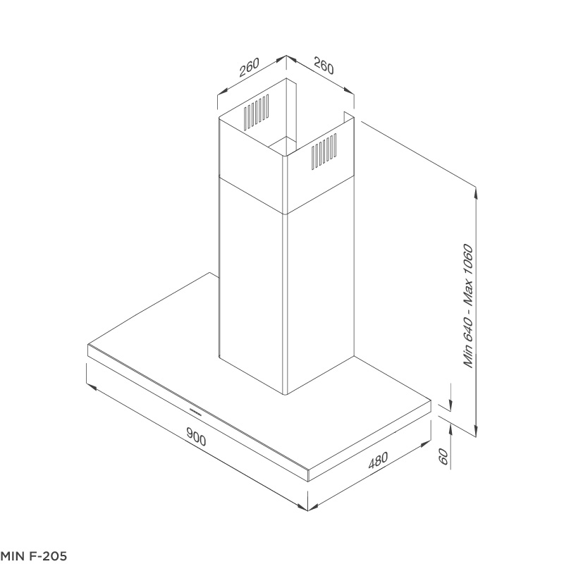 Máy hút khử mùi áp tường Malloca MIN F-205