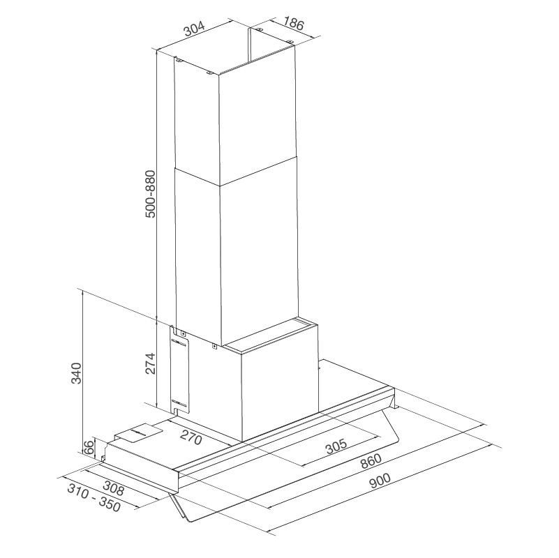 Máy hút khói khử mùi âm tủ Malloca Space MH 900SP